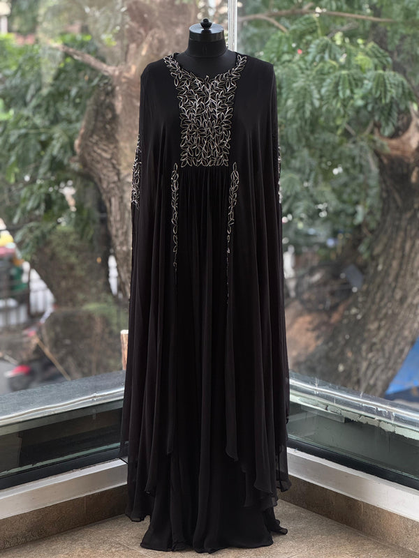 Black Pipe Work Gown