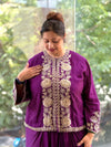 Purple Embroidered Skirt Set