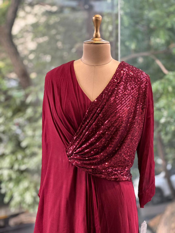 Maroon Shimmer Gown