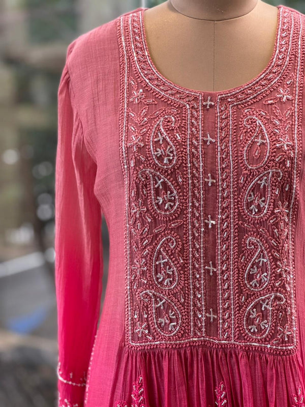 Pink Shaded Dupatta Set