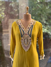 Yellow Color Block Dupatta Set