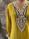 Yellow Color Block Dupatta Set
