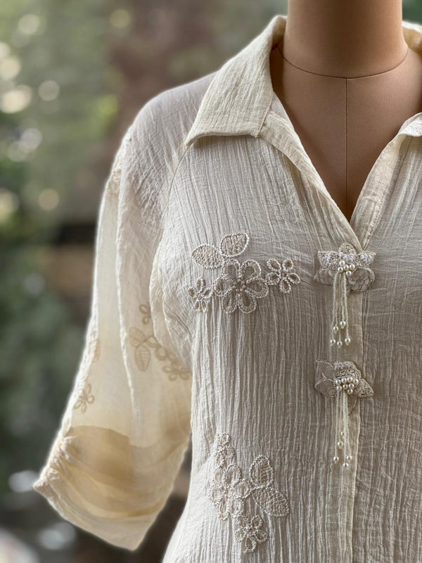 Half White Crush Tunic