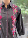 Black Denim Embroidered Tunic