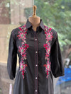 Black Denim Embroidered Tunic