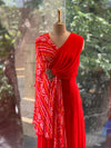 Orange Bandhej Flap Gown