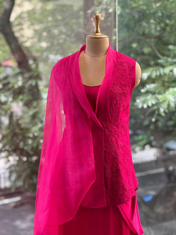 Pink Cape Style Indowestern Dress