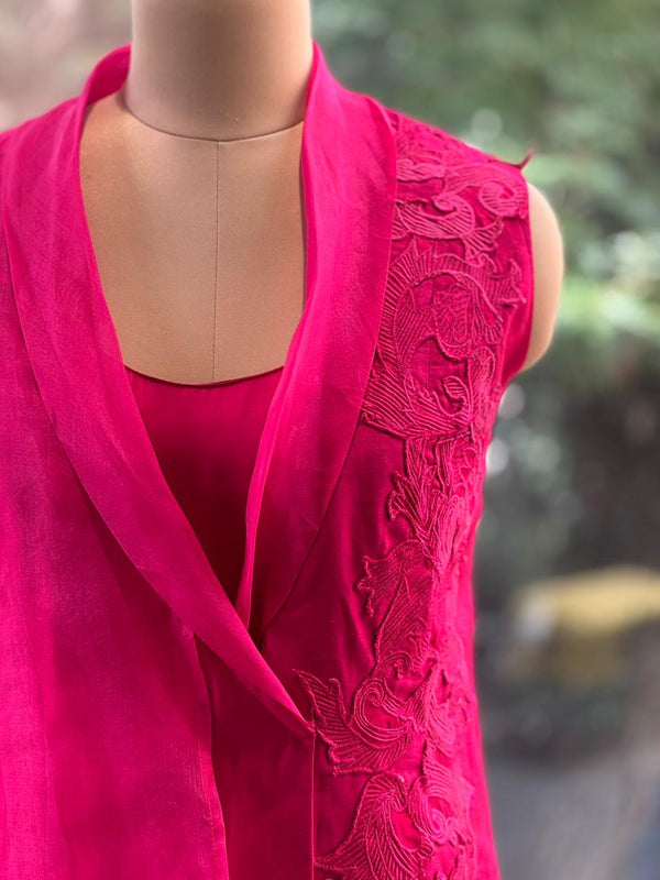Pink Cape Style Indowestern Dress
