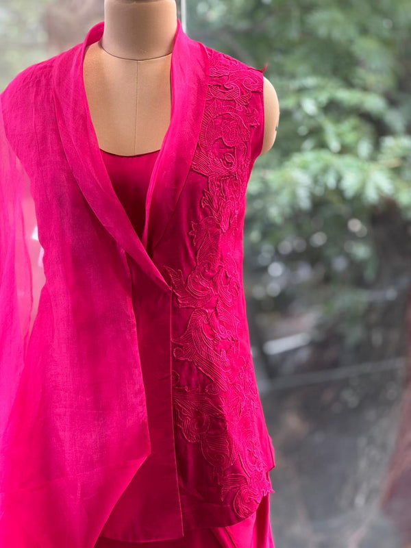 Pink Cape Style Indowestern Dress