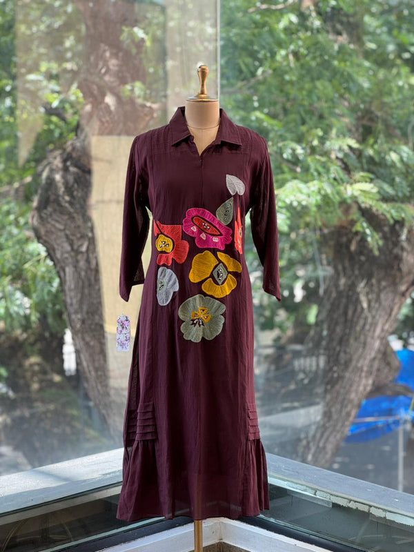 Wine Mul Chanderi Tunic