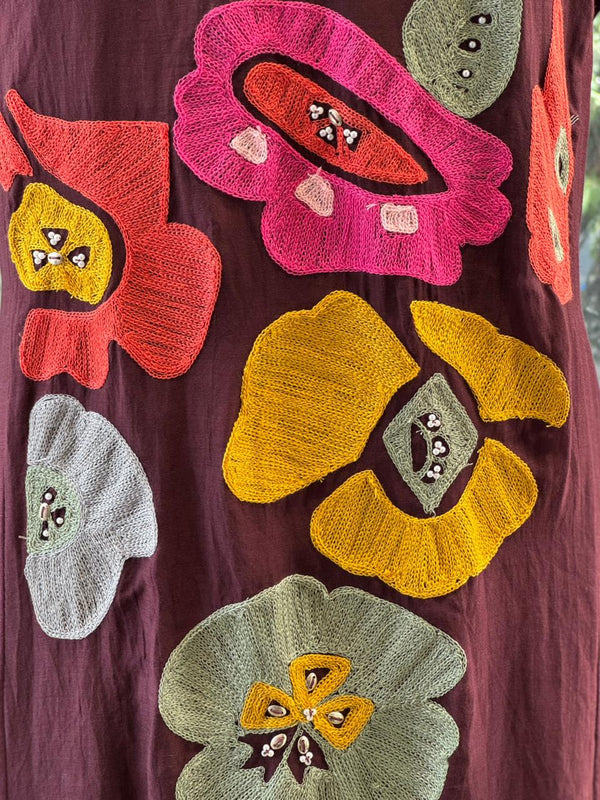 Wine Mul Chanderi Tunic