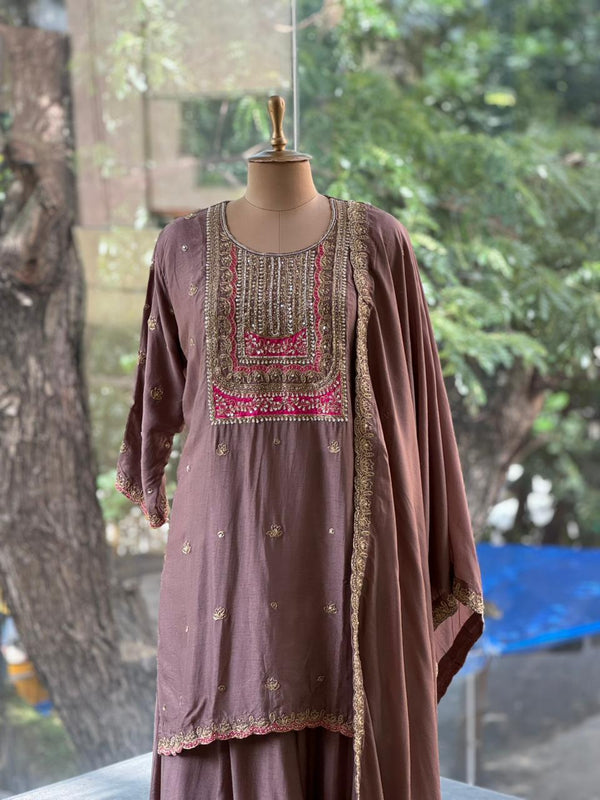 Brown Sharara Set