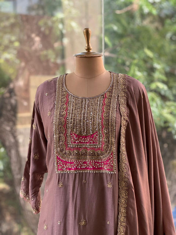 Brown Sharara Set