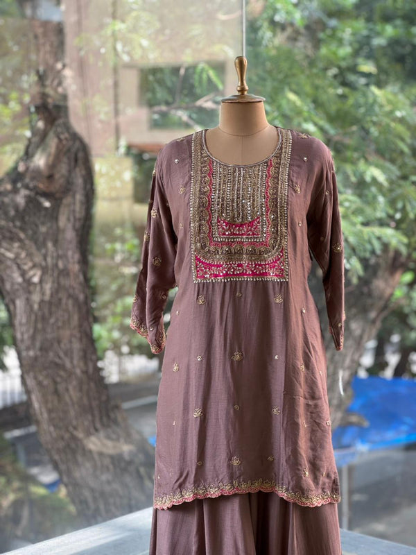 Brown Sharara Set