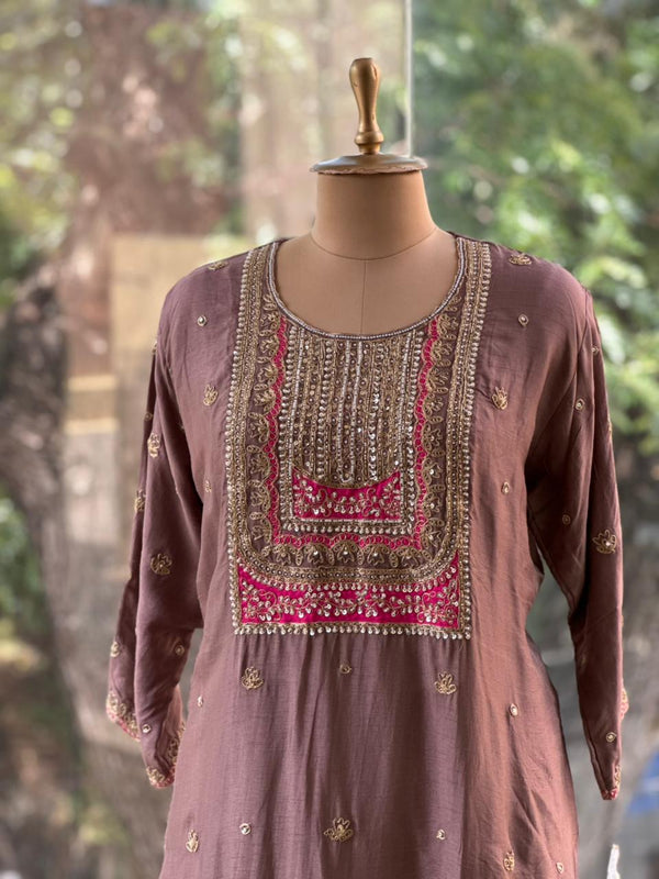 Brown Sharara Set