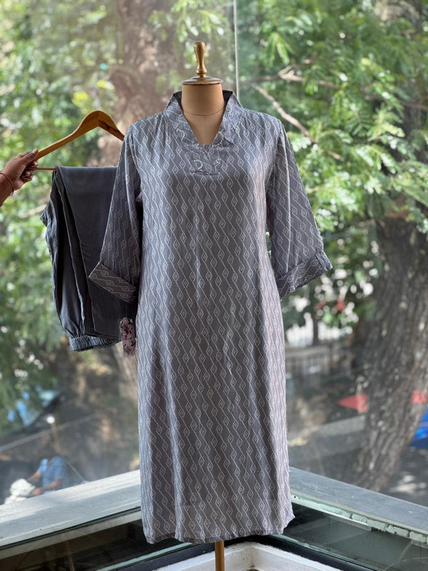 Grey Bandhani Print Co Ord