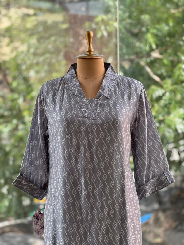 Grey Bandhani Print Co Ord