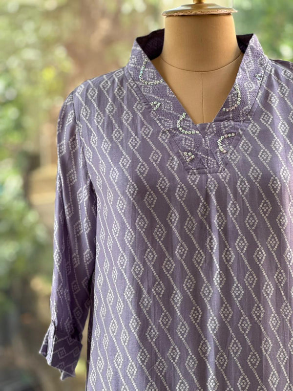 Mauve Bandhani Print Co Ord