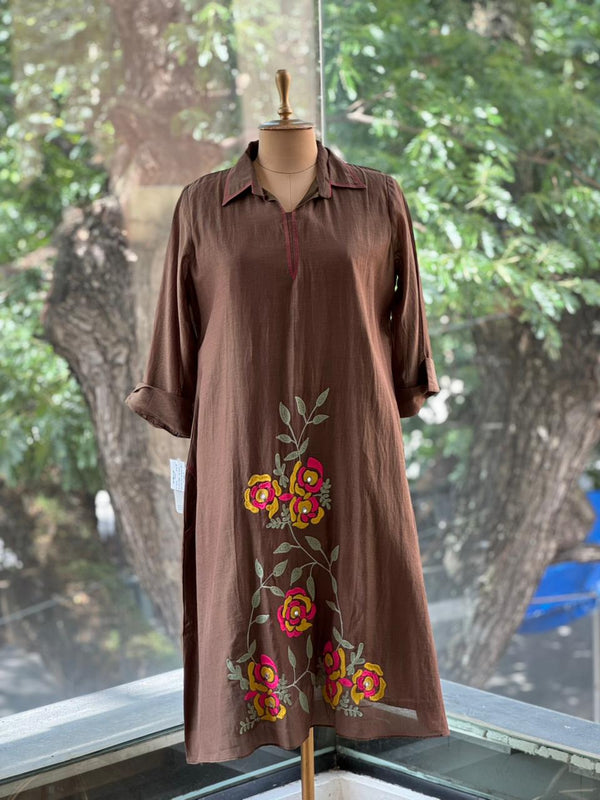 Brown Mul Chanderi Tunic