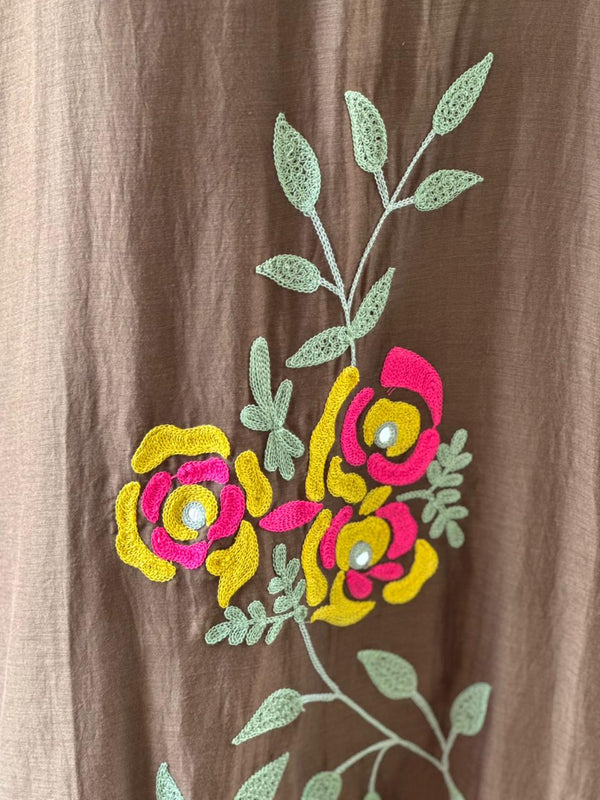 Brown Mul Chanderi Tunic