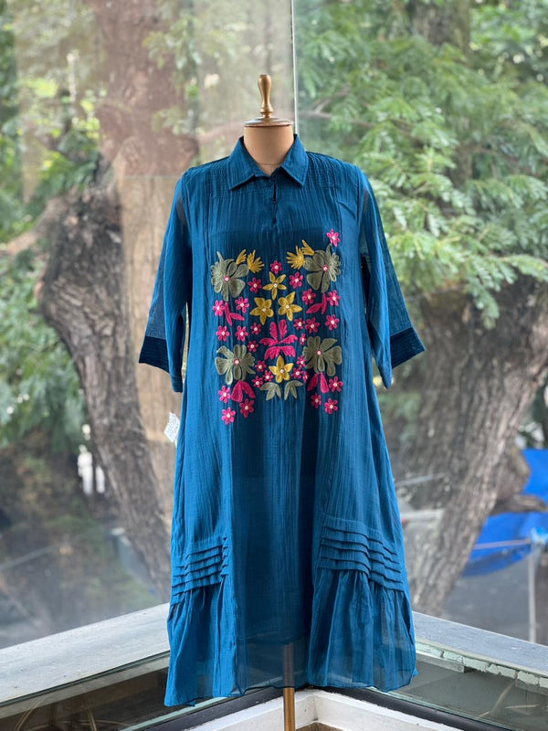 Blue Mul Chanderi Tunic