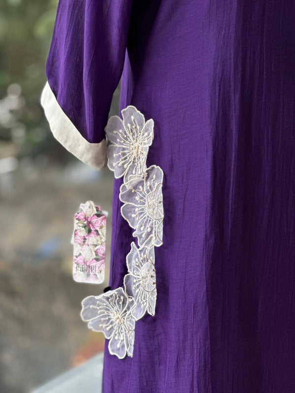 Purple White Patch Work Tunic