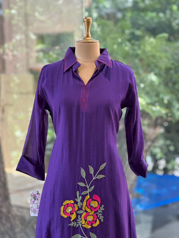 Purple Mul Chanderi Tunic