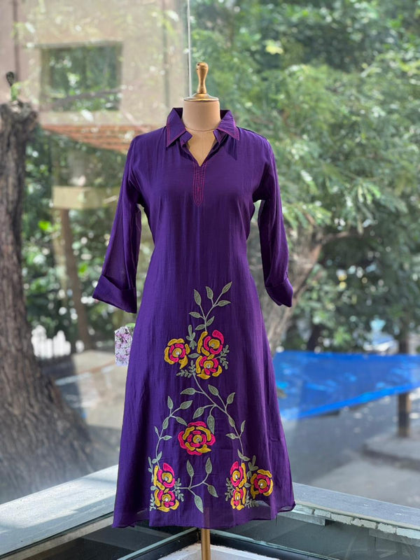 Purple Mul Chanderi Tunic
