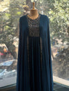 Teal Blue Pipe Work Gown