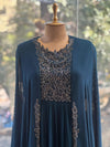 Teal Blue Pipe Work Gown