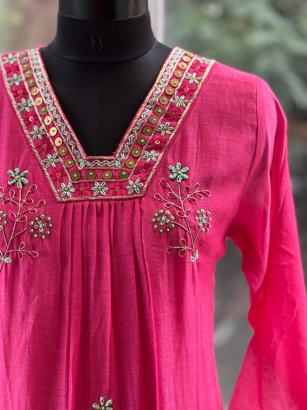 Pink Embroidered Suit