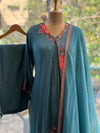Blue Embroidered Dupatta Set