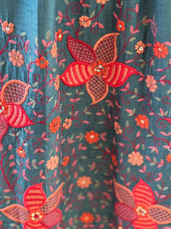 Blue Embroidered Dupatta Set