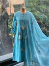 Blue Mul Dupatta Set
