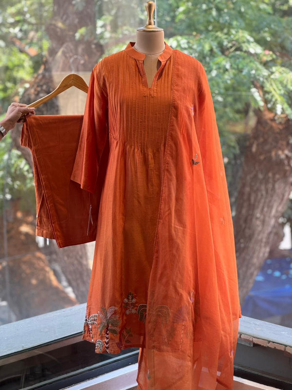 Orangish Rust Dupatta Set