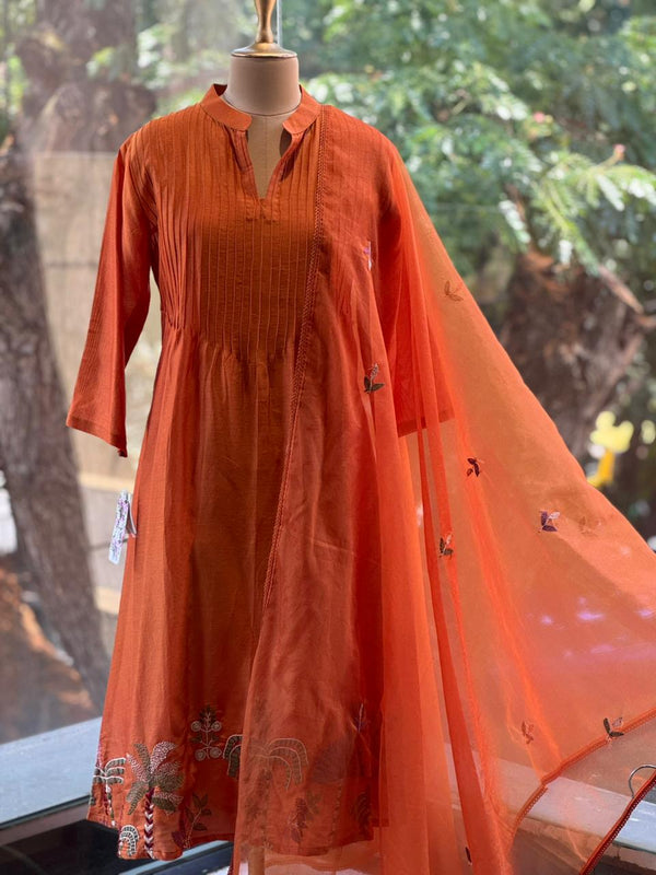 Orangish Rust Dupatta Set