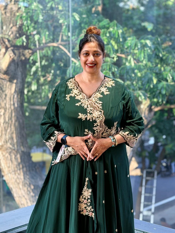 Green Intricate Hand Work Gown