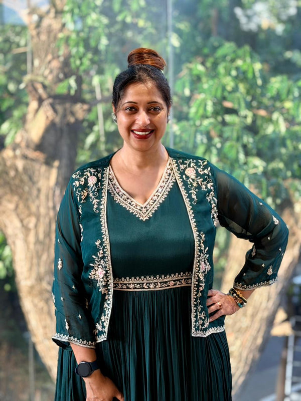 Dark Green Jacket Style Gown