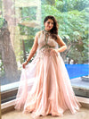 Light Peach designer Made Gown