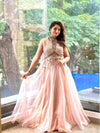 Light Peach designer Made Gown