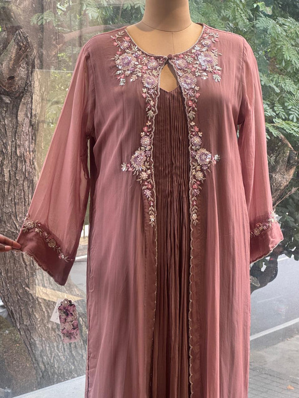 Mauve Attached Jacket Style Gown