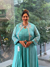Sea Blue Attached Jacket Style Gown