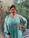 Sea Blue Attached Jacket Style Gown