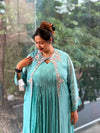 Sea Blue Attached Jacket Style Gown