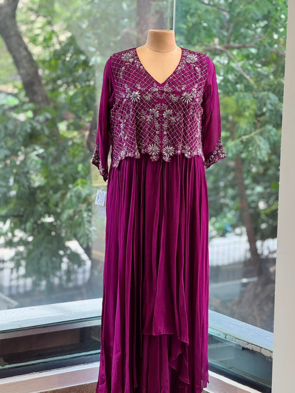 Purple Beads Work Gown