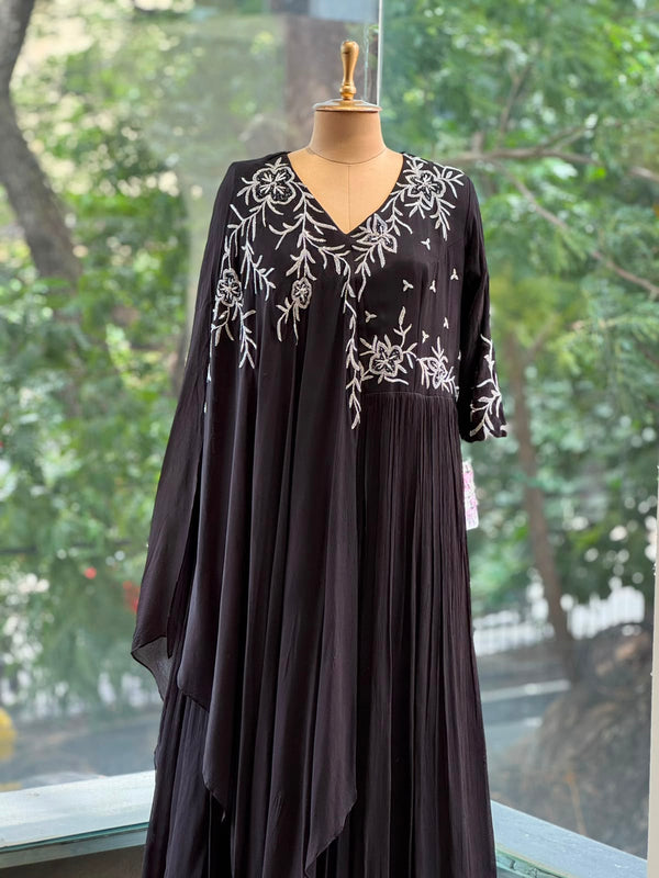 Black One Side Kaftan Gown