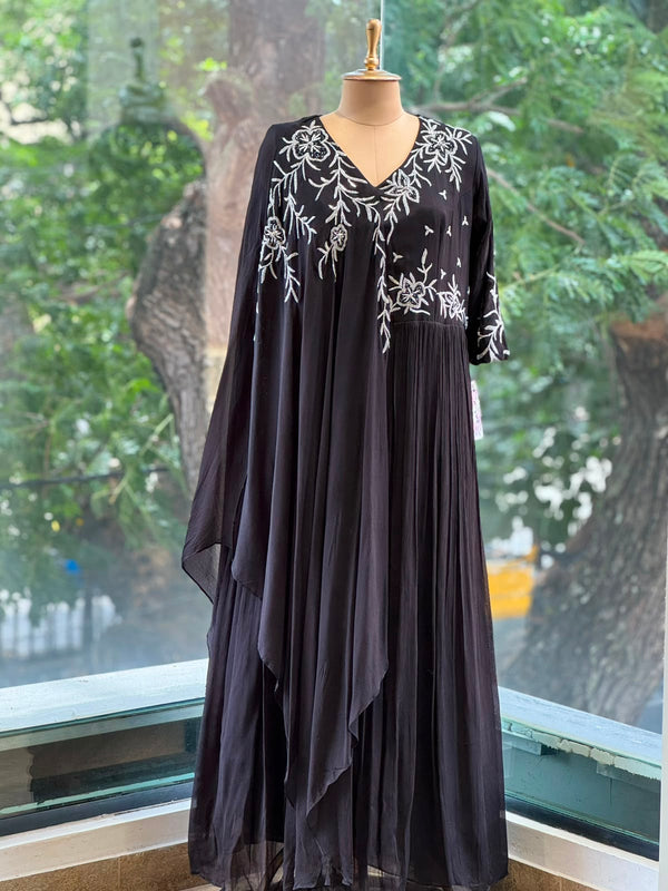Black One Side Kaftan Gown