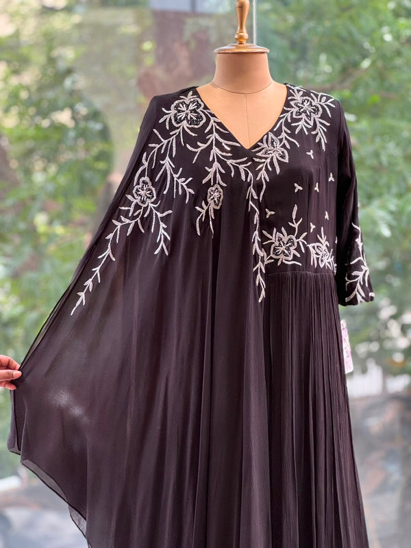 Black One Side Kaftan Gown