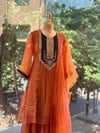Rust Glass Tissue Dupatta Set