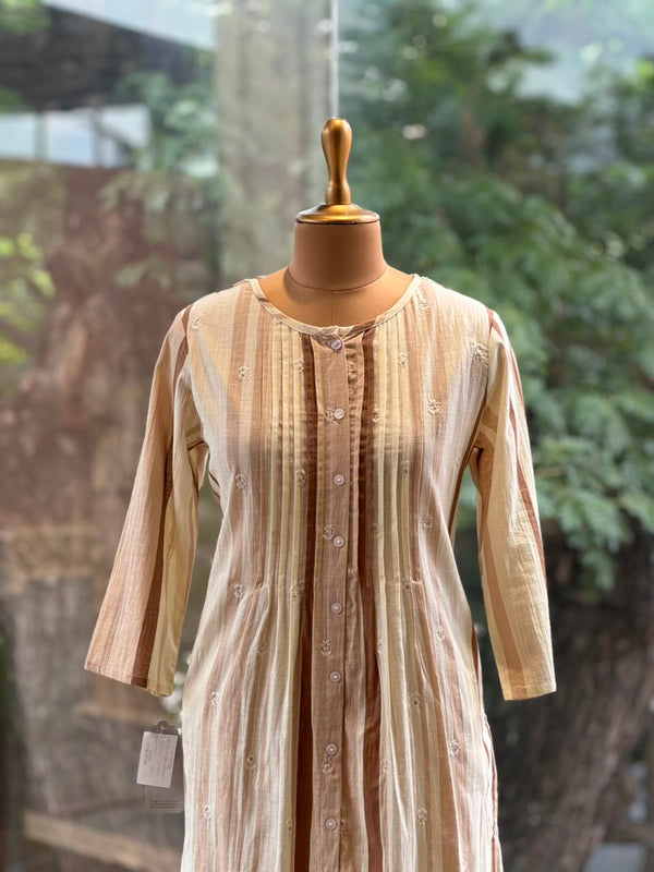 Beige Stripes Printed Co Ord